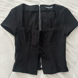 I Am Gia zip up corset top